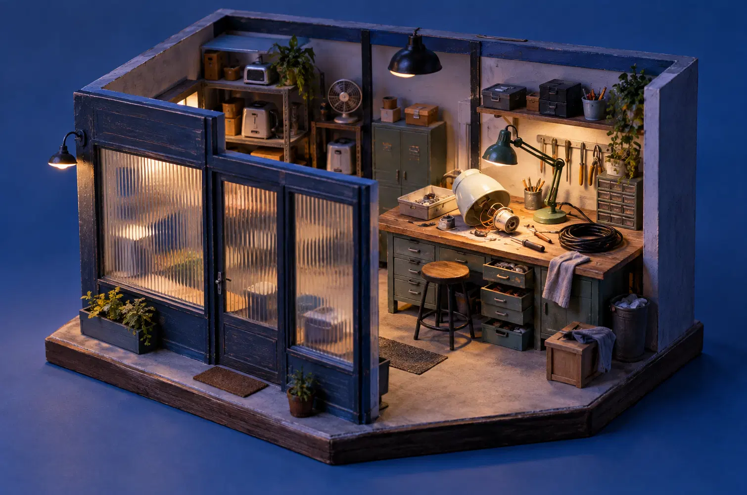 Illustration of repair businesses and their working space